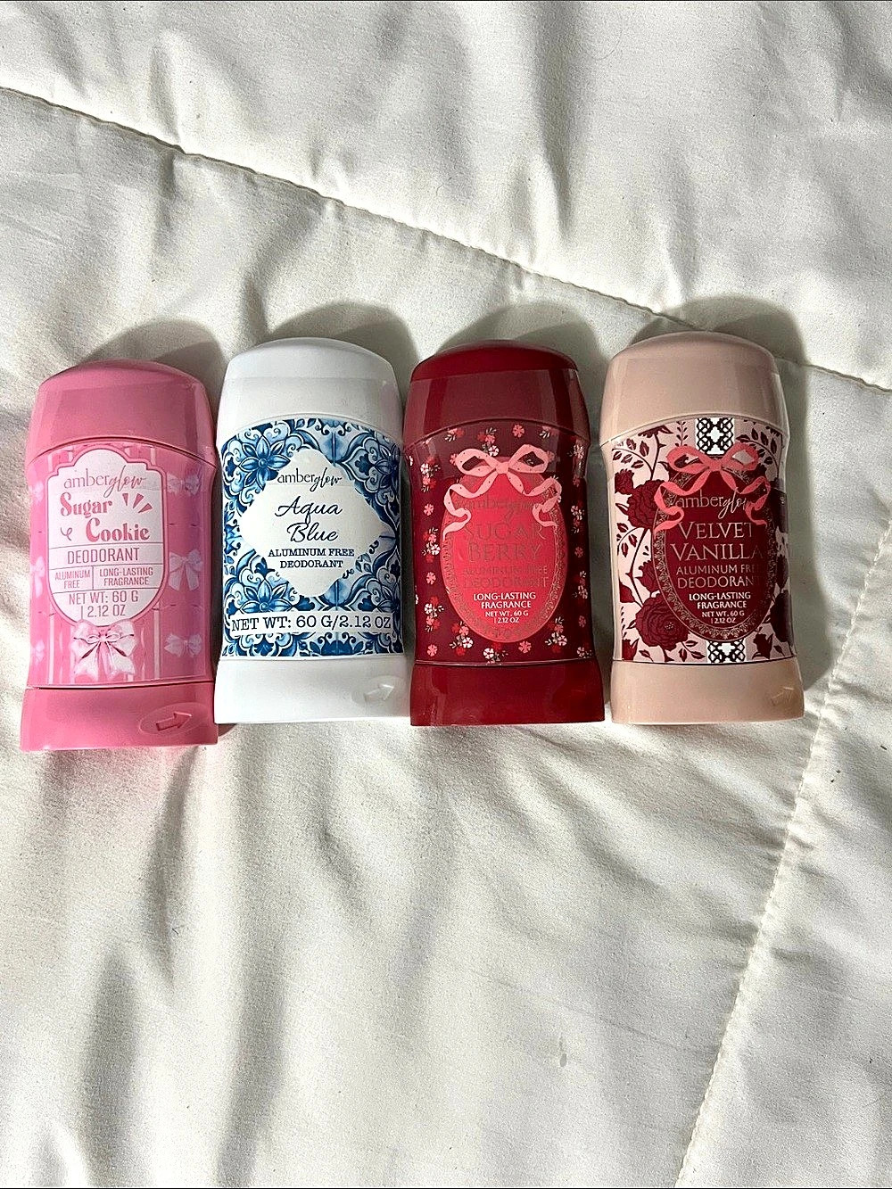ambergirls Deodorant 4-Pack Sugar & Cookie Aqua Blue Juicy Berries
